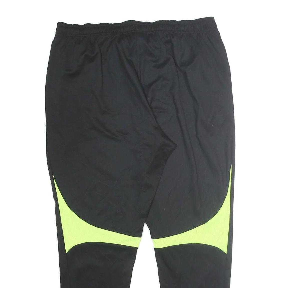 NIKE Mens Joggers Black & Neon Yellow XL W32 L36 Slim Tapered Fitness Track