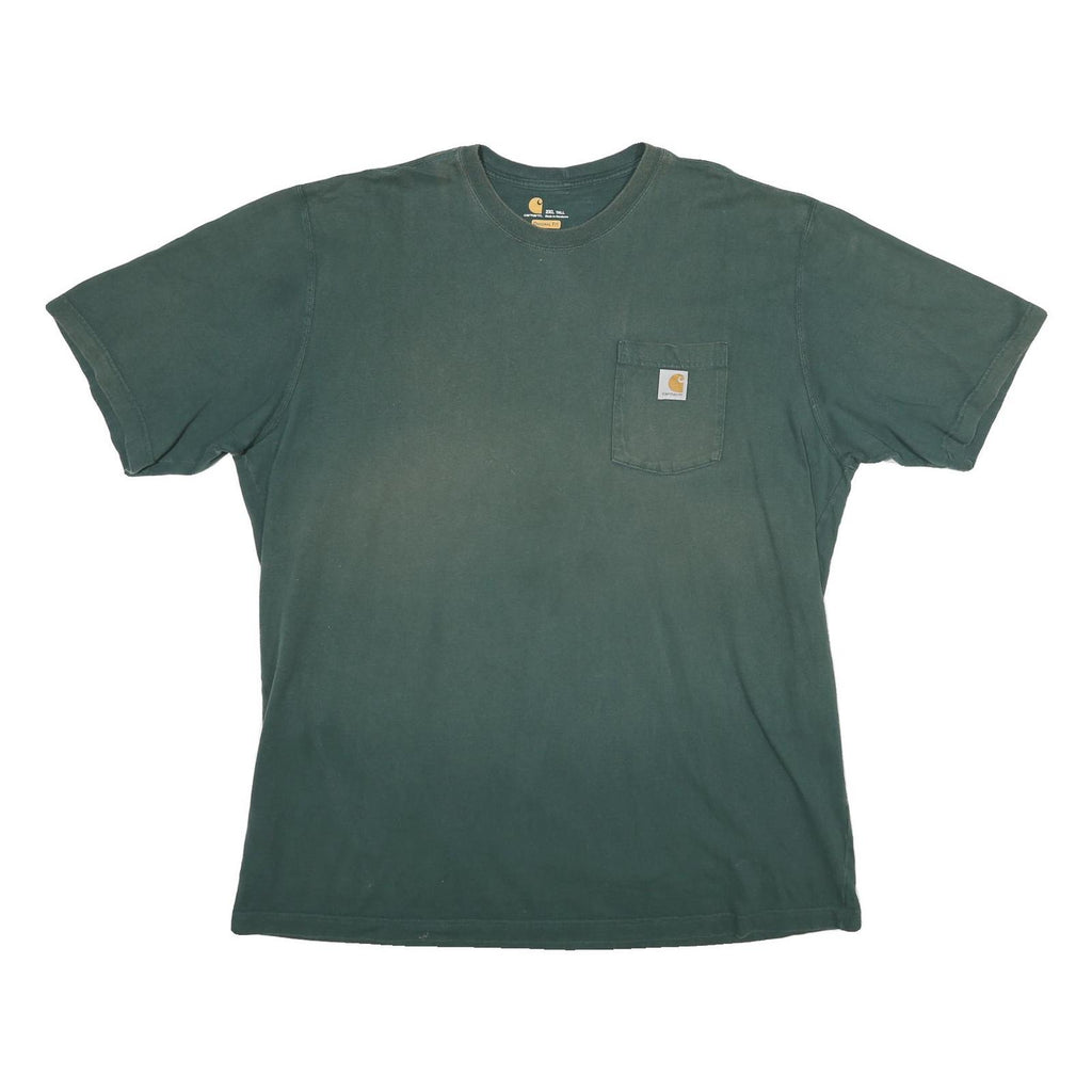 CARHARTT Mens Green & N/A Classic T-Shirt 2XL Short Sleeve Crew Neck Workwear