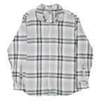 FALLS CREEK Mens Blue & Beige Checked Shirt L Cotton Blend Long Sleeve Casual