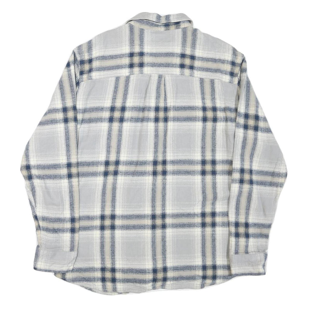 FALLS CREEK Mens Blue & Beige Checked Shirt L Cotton Blend Long Sleeve Casual