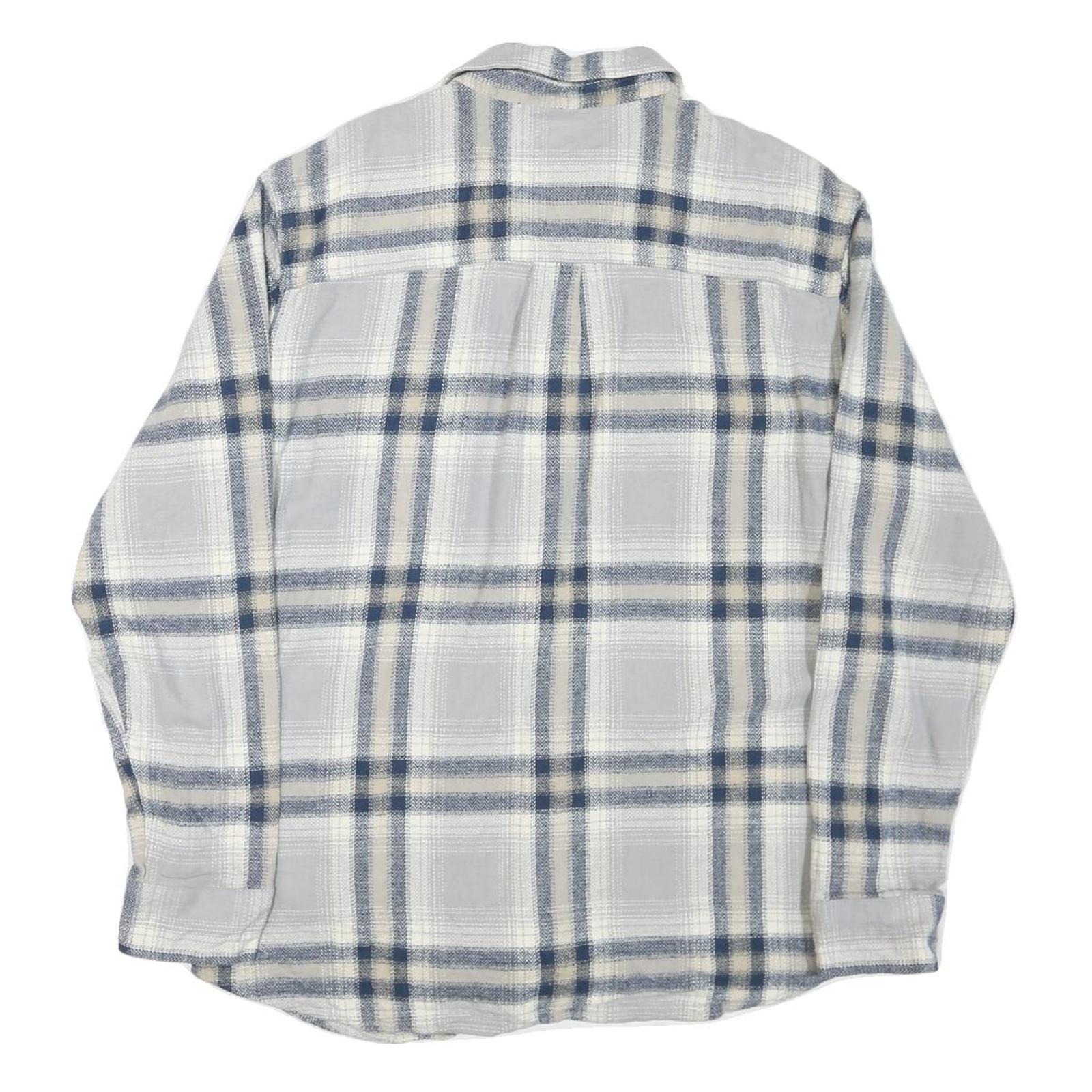 FALLS CREEK Mens Blue & Beige Checked Shirt L Cotton Blend Long Sleeve Casual