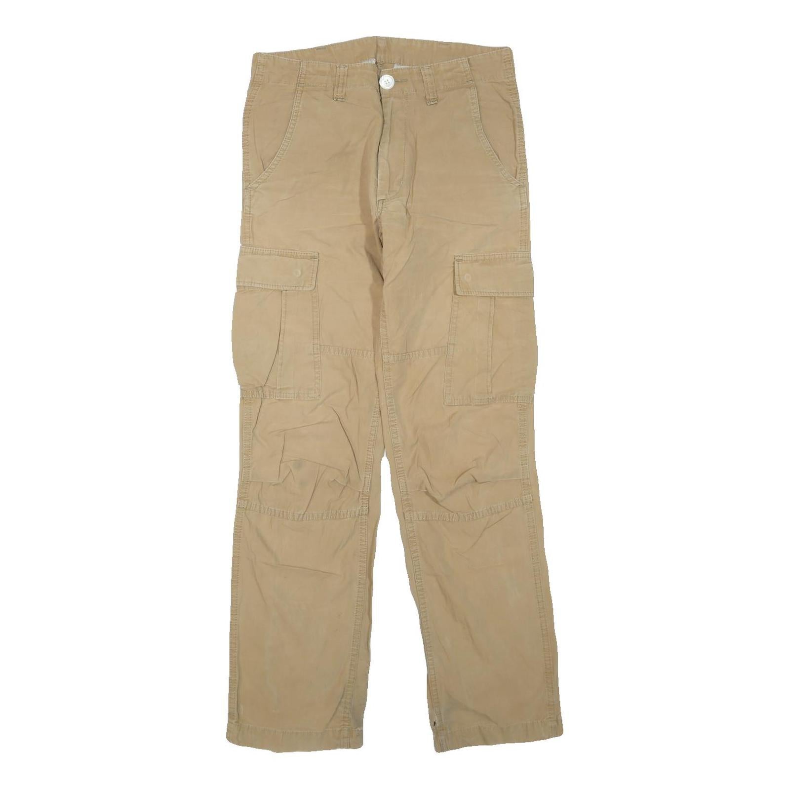 CARHARTT Mens Cotton Blend Beige Regular Cargo Trousers W28 L32 Workwear Utility