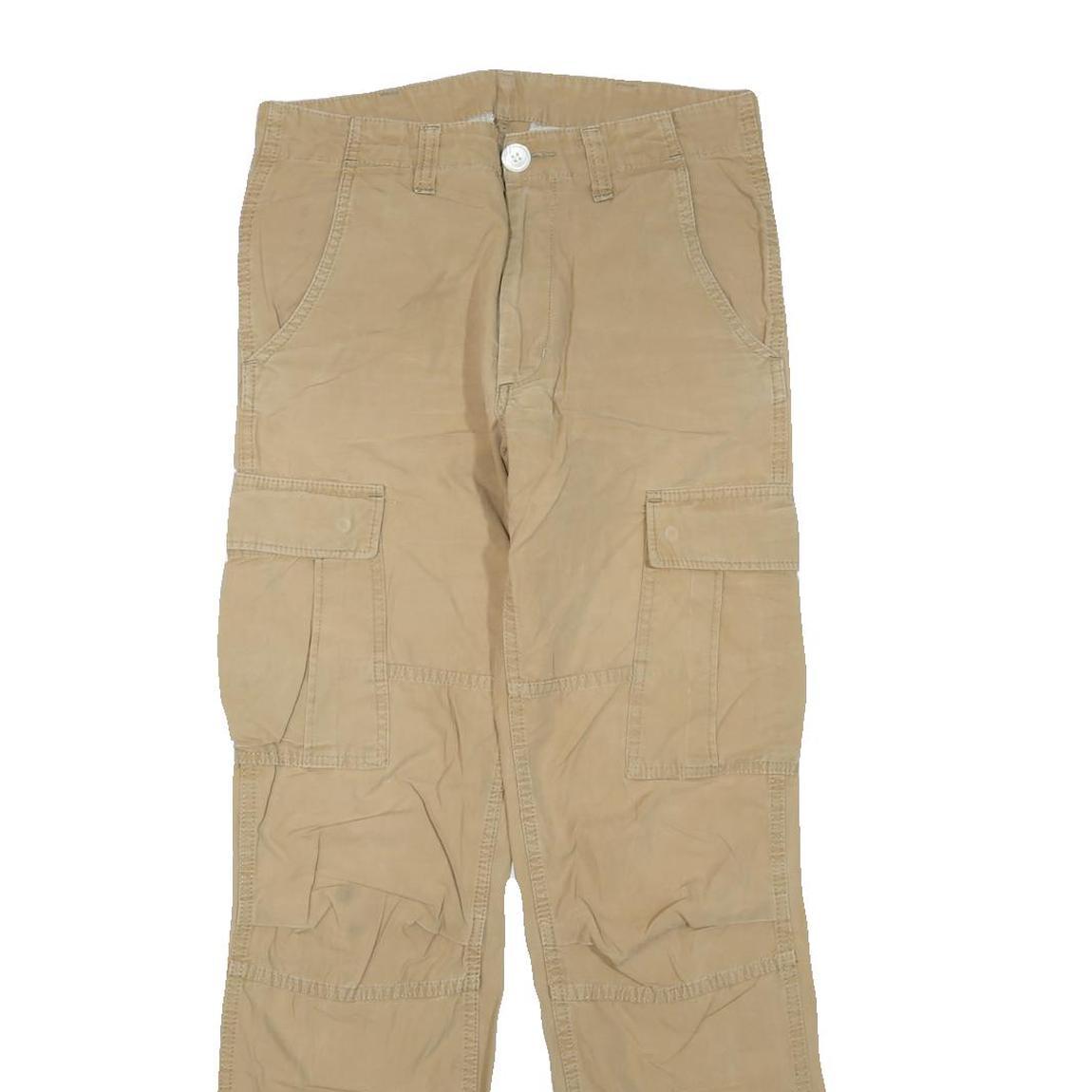 CARHARTT Mens Cotton Blend Beige Regular Cargo Trousers W28 L32 Workwear Utility