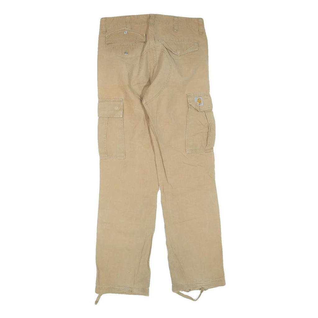 CARHARTT Mens Cotton Blend Beige Regular Cargo Trousers W28 L32 Workwear Utility