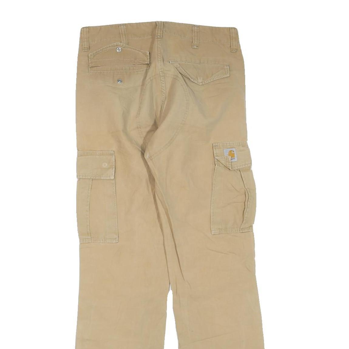 CARHARTT Mens Cotton Blend Beige Regular Cargo Trousers W28 L32 Workwear Utility
