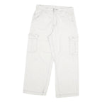 Womens White Regular Fit Cargo Cotton Jeans W29 L26 Practical Pockets Zip