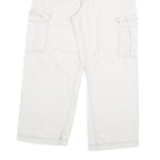 Womens White Regular Fit Cargo Cotton Jeans W29 L26 Practical Pockets Zip
