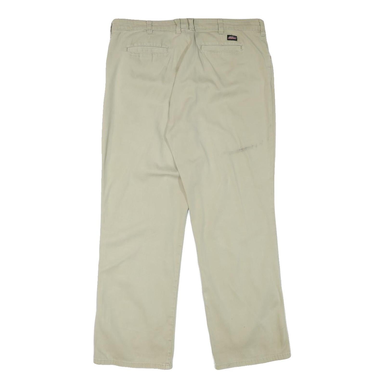 DICKIES Womens Cotton Blend Beige Regular Straight Trousers W35 L30 Workwear Zip
