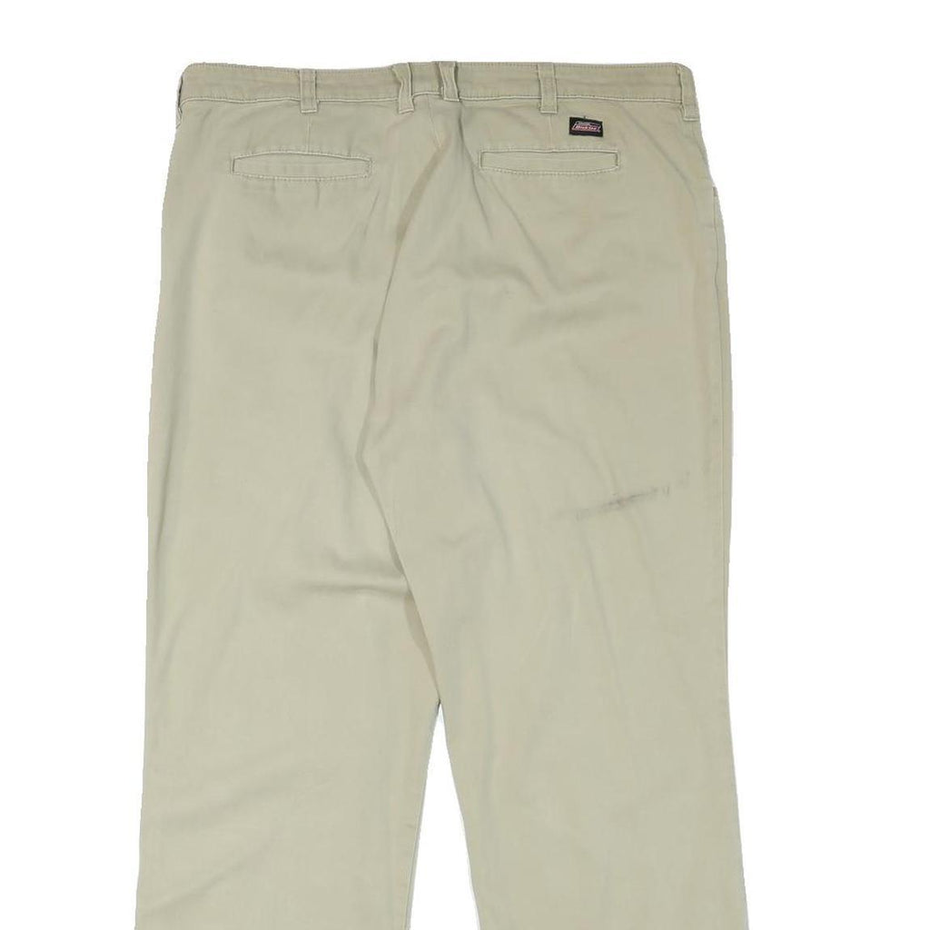 DICKIES Womens Cotton Blend Beige Regular Straight Trousers W35 L30 Workwear Zip