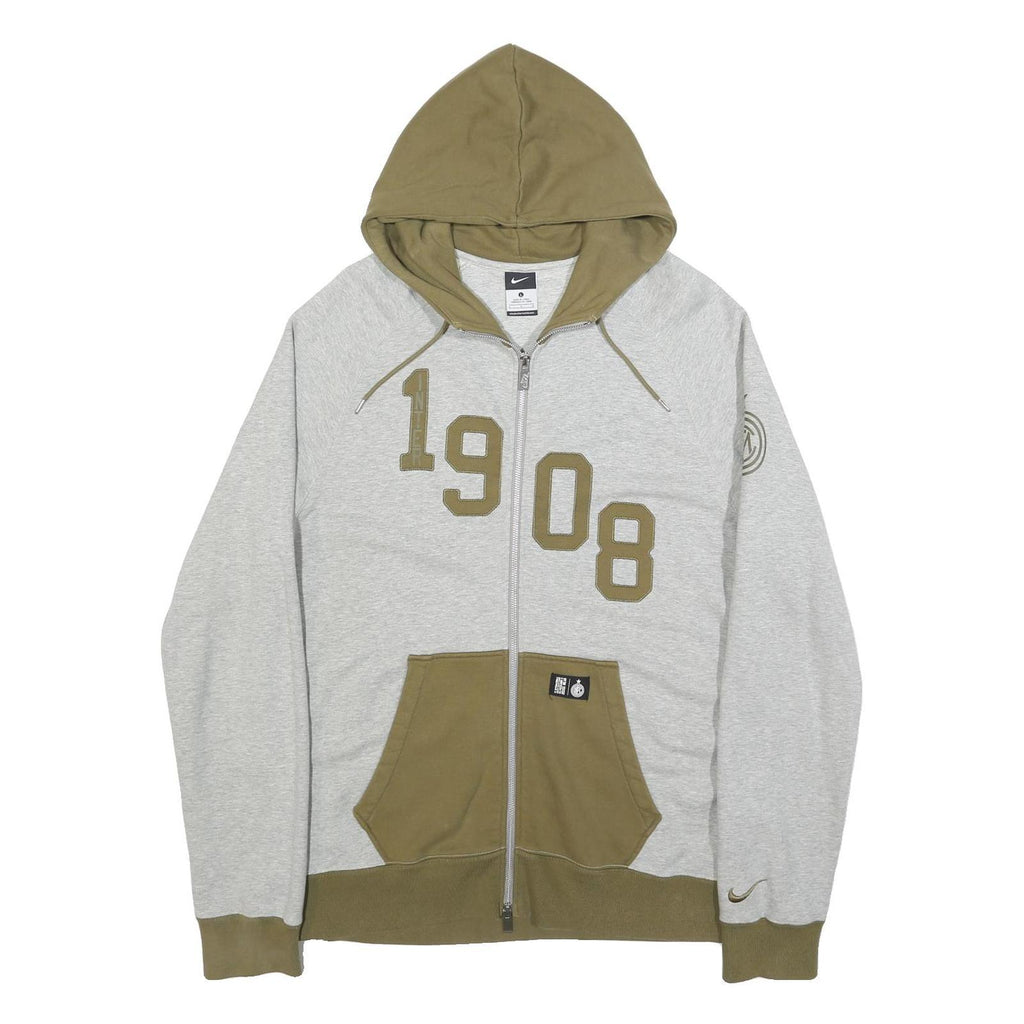 NIKE Mens Grey & Olive 1908 Zip Up Hoodie L Casual Sportswear Sweatshirt