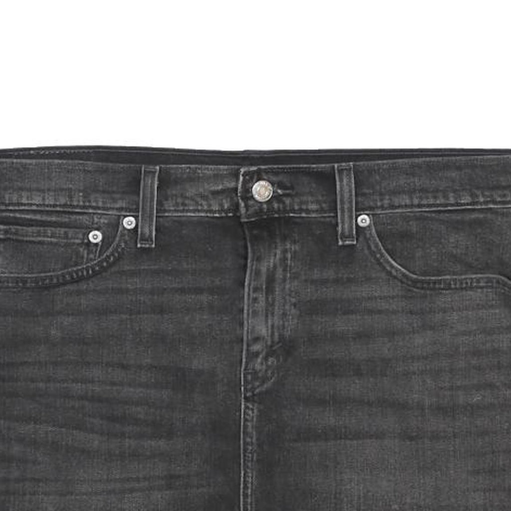 LEVI'S Womens Black Denim Mini Skirt Cotton Blend L Raw Hem Casual Style