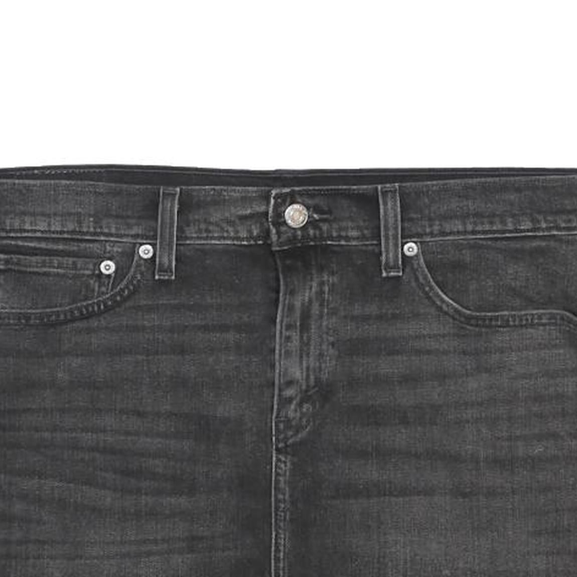 LEVI'S Womens Black Denim Mini Skirt Cotton Blend L Raw Hem Casual Style
