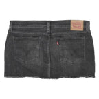 LEVI'S Womens Black Denim Mini Skirt Cotton Blend L Raw Hem Casual Style