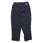 CARHARTT Mens Cotton Blend Navy Relaxed Straight Trousers W32 L32 Workwear Pants