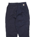 CARHARTT Mens Cotton Blend Navy Relaxed Straight Trousers W32 L32 Workwear Pants