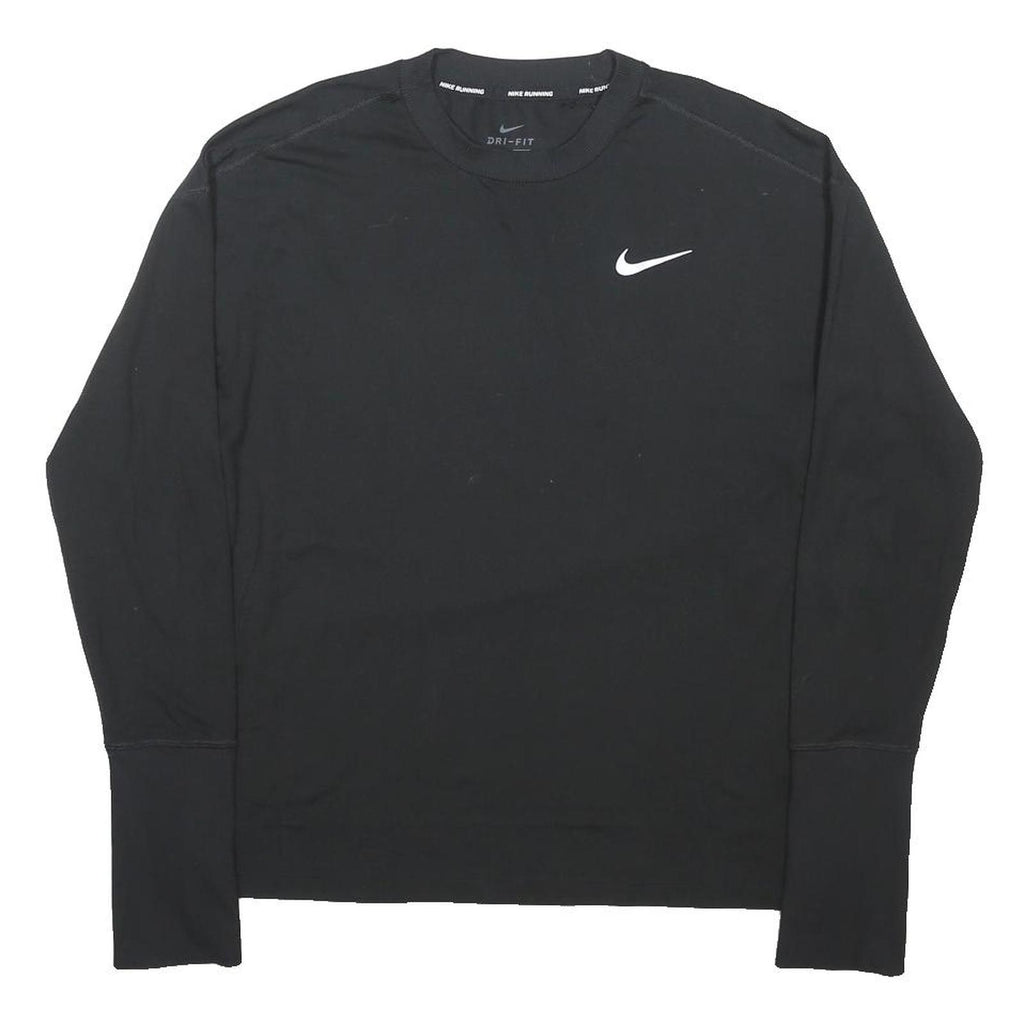 NIKE RUNNING Mens Black Running Long Sleeve Crew Neck T-Shirt S Lightweight