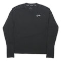 NIKE RUNNING Mens Black Running Long Sleeve Crew Neck T-Shirt S Lightweight