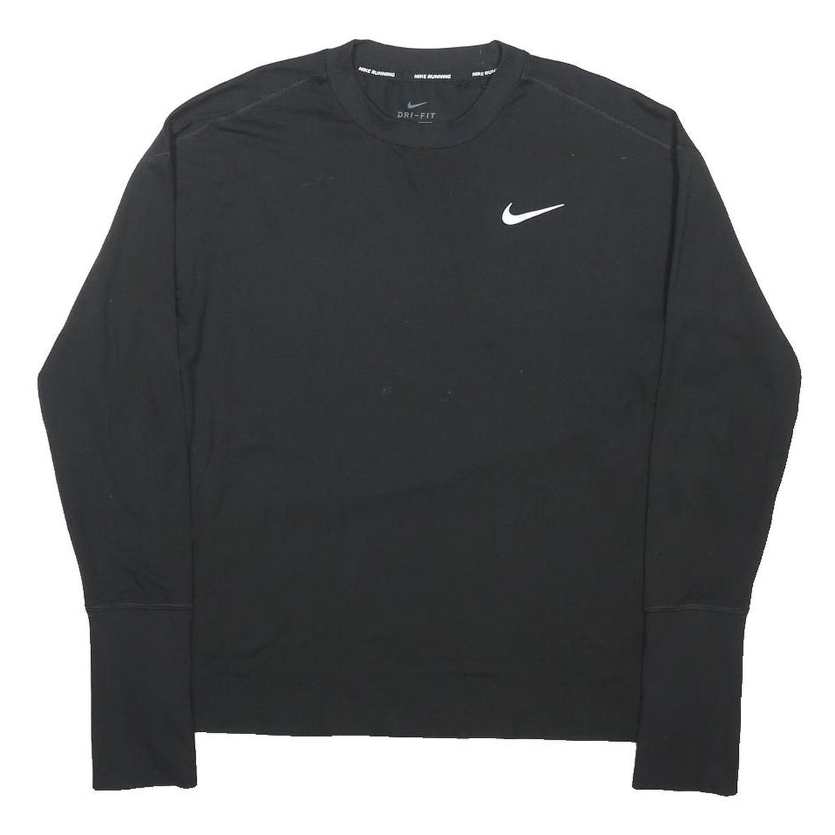 NIKE RUNNING Mens Black Running Long Sleeve Crew Neck T-Shirt S Lightweight