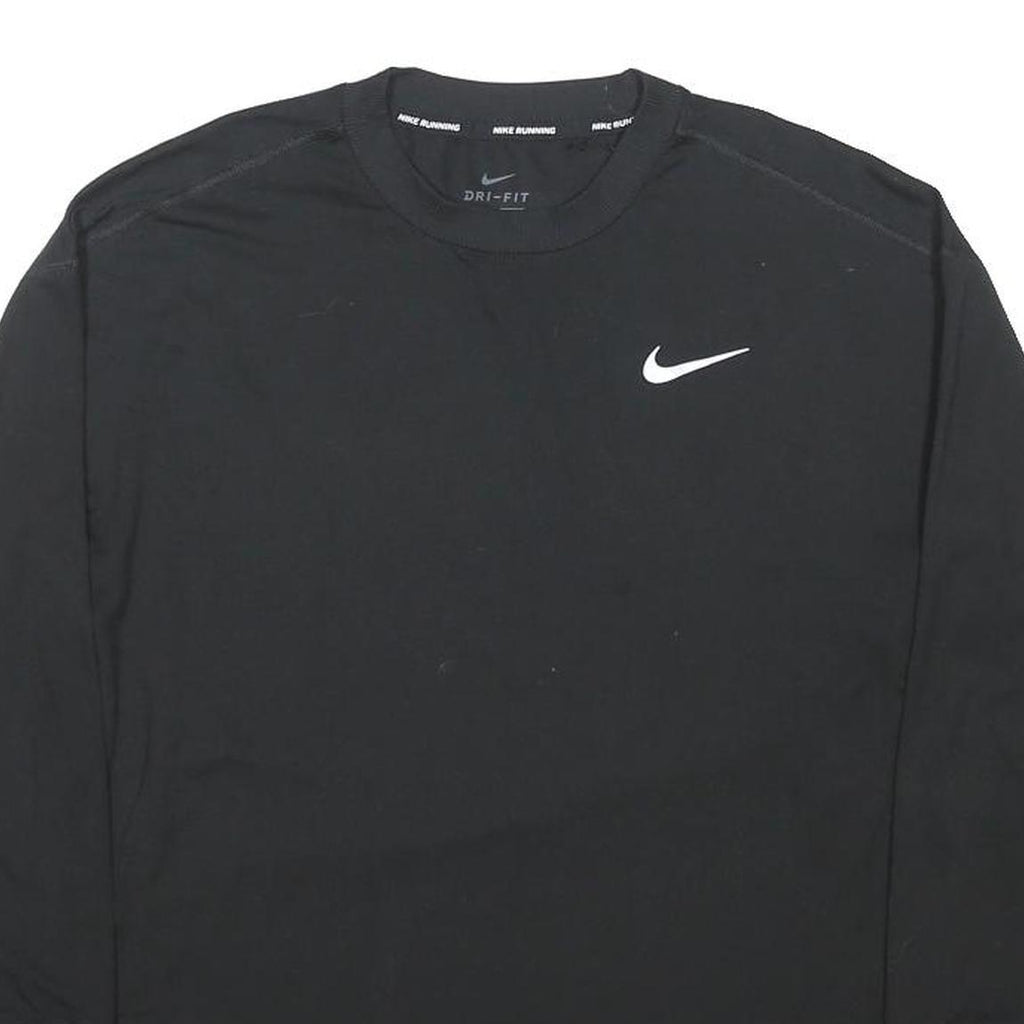 NIKE RUNNING Mens Black Running Long Sleeve Crew Neck T-Shirt S Lightweight
