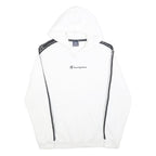 CHAMPION Mens White & Black Logo Tape Hoodie M Cotton Casual Sweatshirt