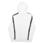 CHAMPION Mens White & Black Logo Tape Hoodie M Cotton Casual Sweatshirt