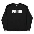 PUMA Mens Black L Crew Neck Cotton Blend Sweatshirt Logo Print Casual