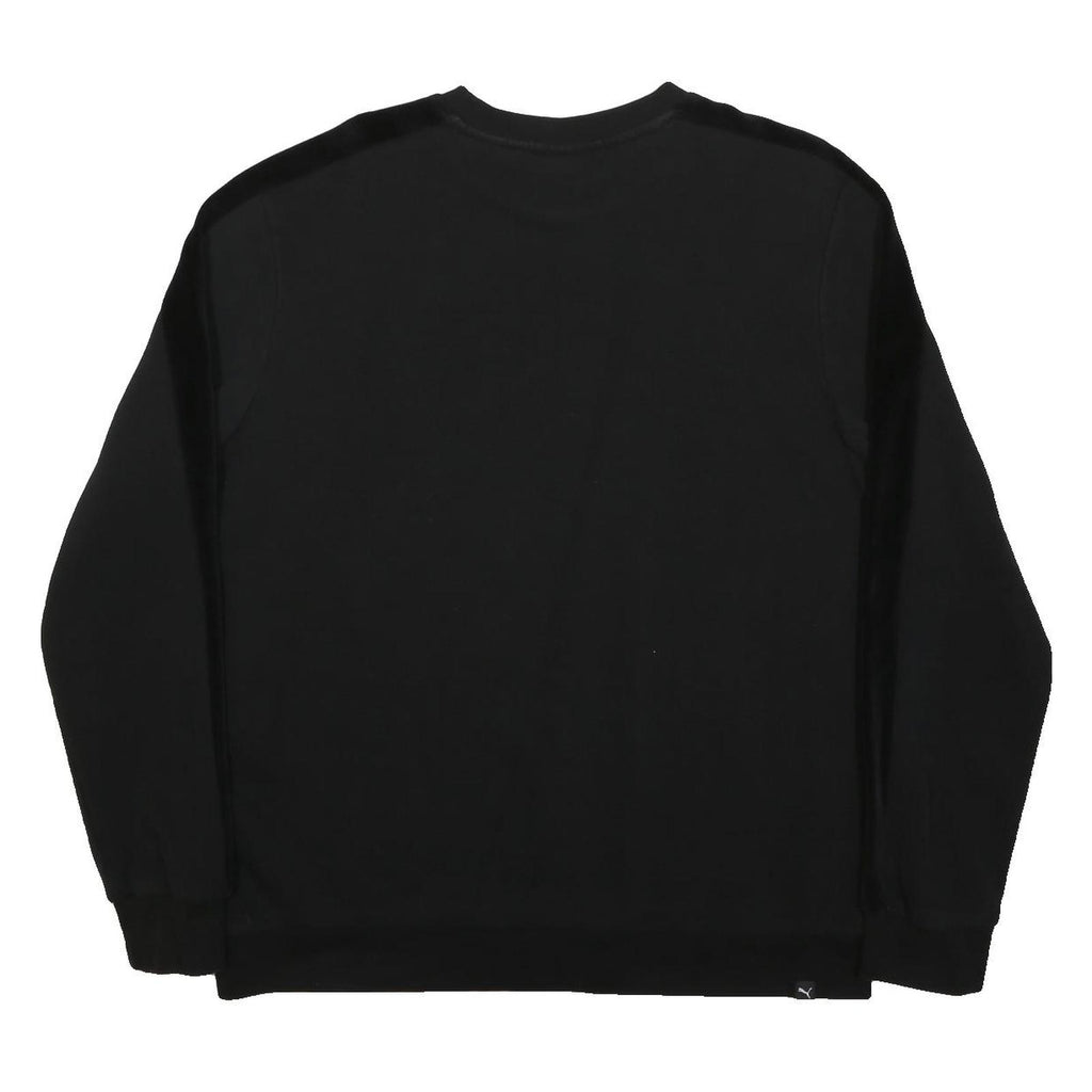 PUMA Mens Black L Crew Neck Cotton Blend Sweatshirt Logo Print Casual