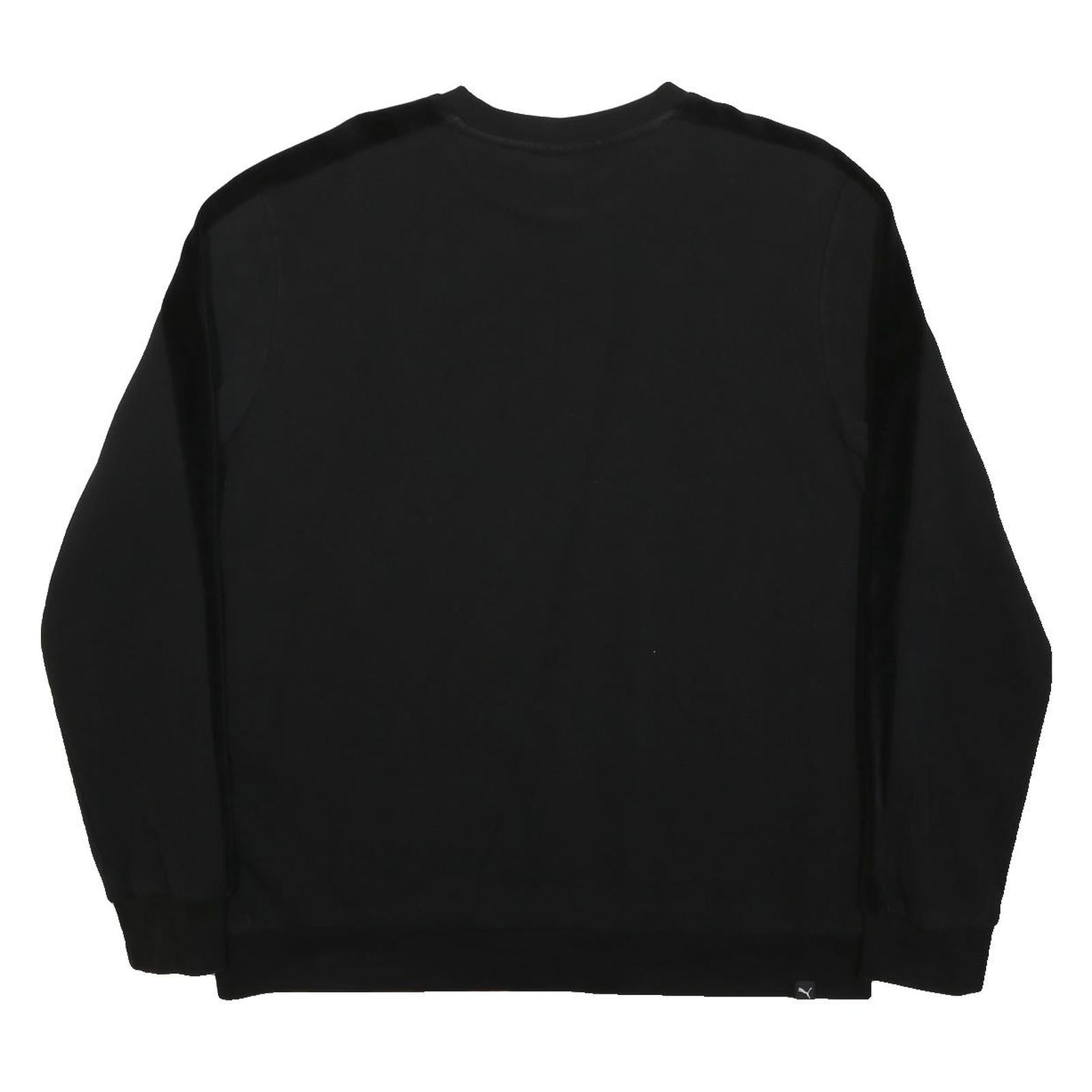 PUMA Mens Black L Crew Neck Cotton Blend Sweatshirt Logo Print Casual