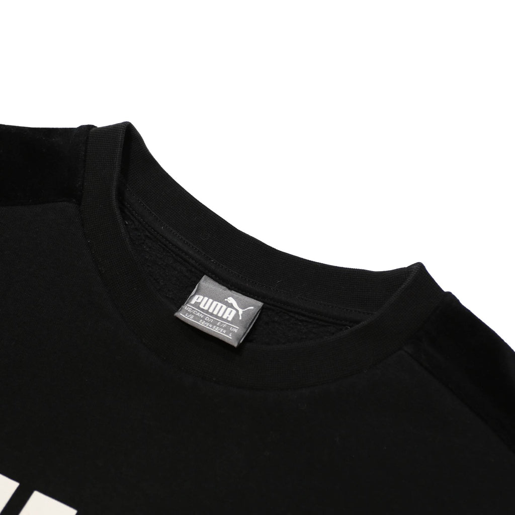PUMA Mens Black L Crew Neck Cotton Blend Sweatshirt Logo Print Casual