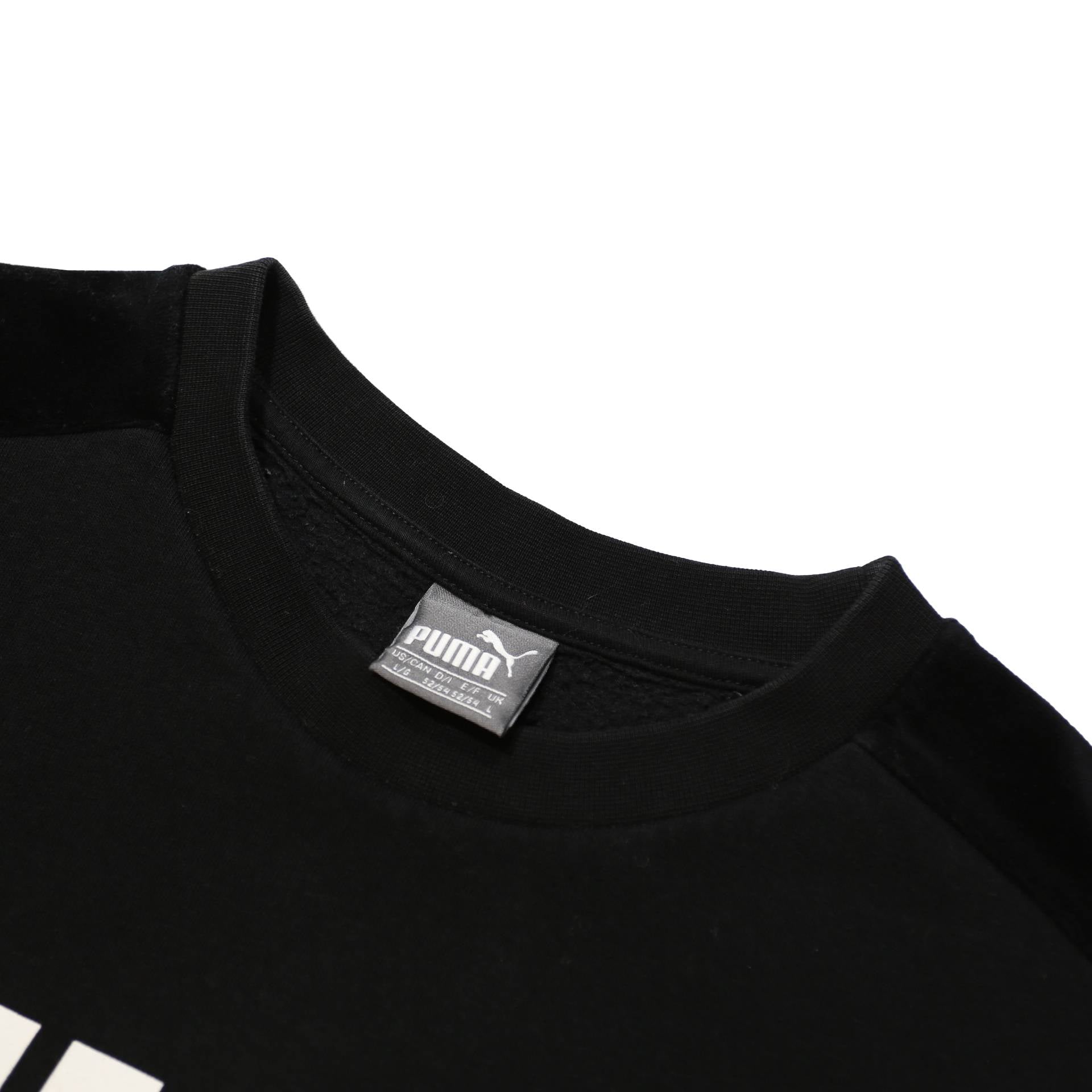 PUMA Mens Black L Crew Neck Cotton Blend Sweatshirt Logo Print Casual