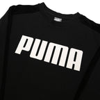PUMA Mens Black L Crew Neck Cotton Blend Sweatshirt Logo Print Casual