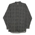 BACHRACH Mens Black Patterned Cotton Blend Shirt L Button Collar Long Sleeve
