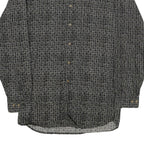 BACHRACH Mens Black Patterned Cotton Blend Shirt L Button Collar Long Sleeve