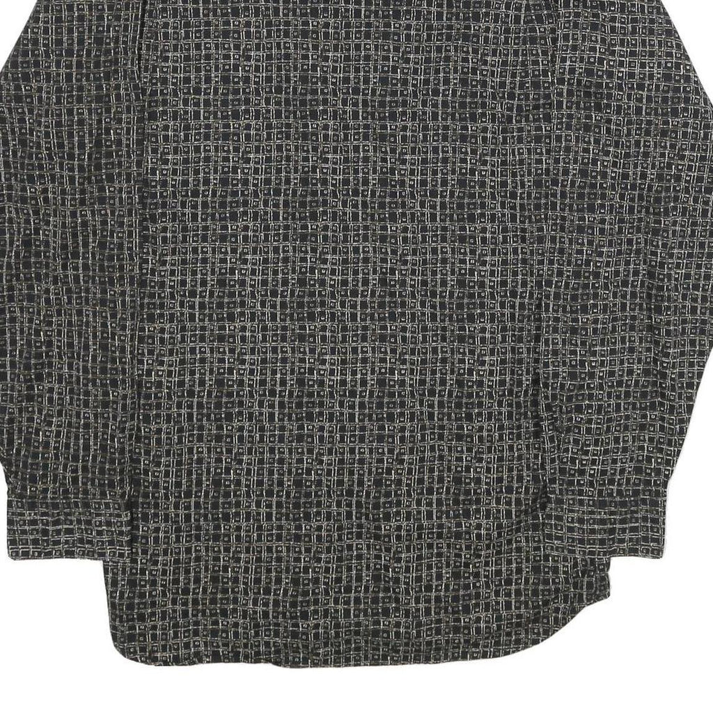 BACHRACH Mens Black Patterned Cotton Blend Shirt L Button Collar Long Sleeve