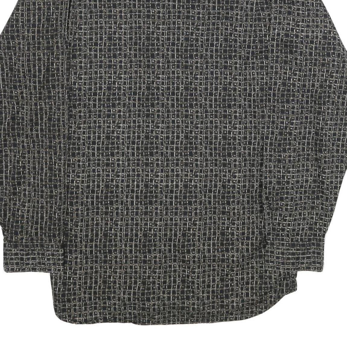 BACHRACH Mens Black Patterned Cotton Blend Shirt L Button Collar Long Sleeve