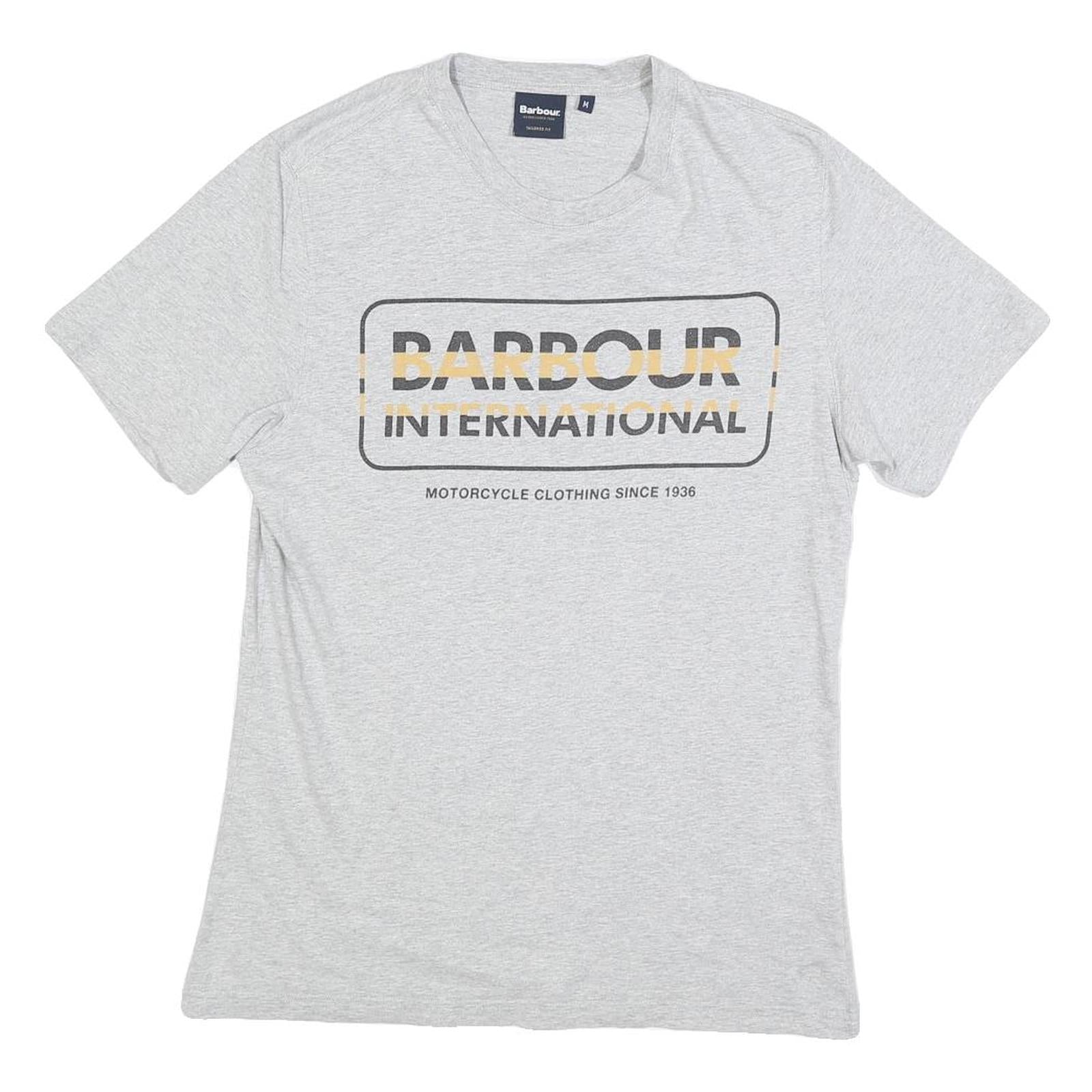 BARBOUR INTERNATIONAL Mens Grey & Yellow Graphic T-Shirt M Short Sleeve Crew