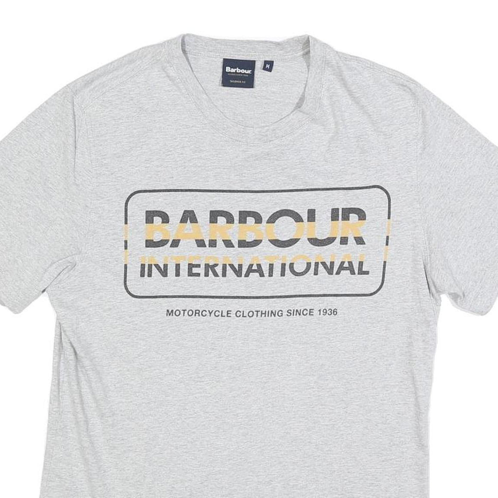 BARBOUR INTERNATIONAL Mens Grey & Yellow Graphic T-Shirt M Short Sleeve Crew