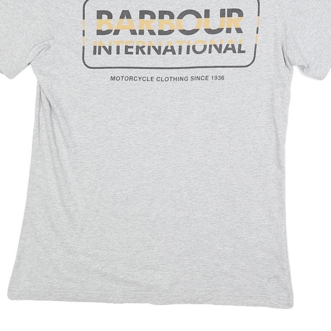 BARBOUR INTERNATIONAL Mens Grey & Yellow Graphic T-Shirt M Short Sleeve Crew