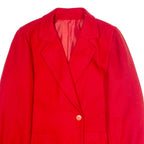 Womens Blazer Jacket Red Knit Wool 80s XL