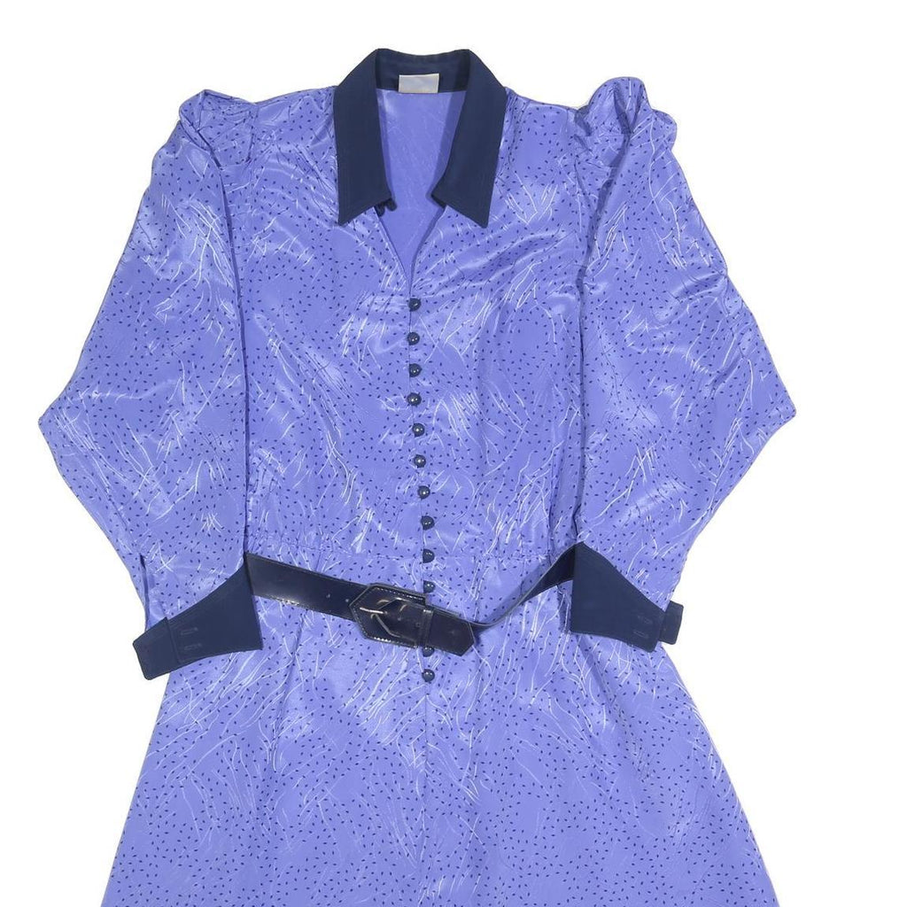 NANDINI COLLECTION Womens Blue & Navy Shirt Dress Polyester Blend M Button