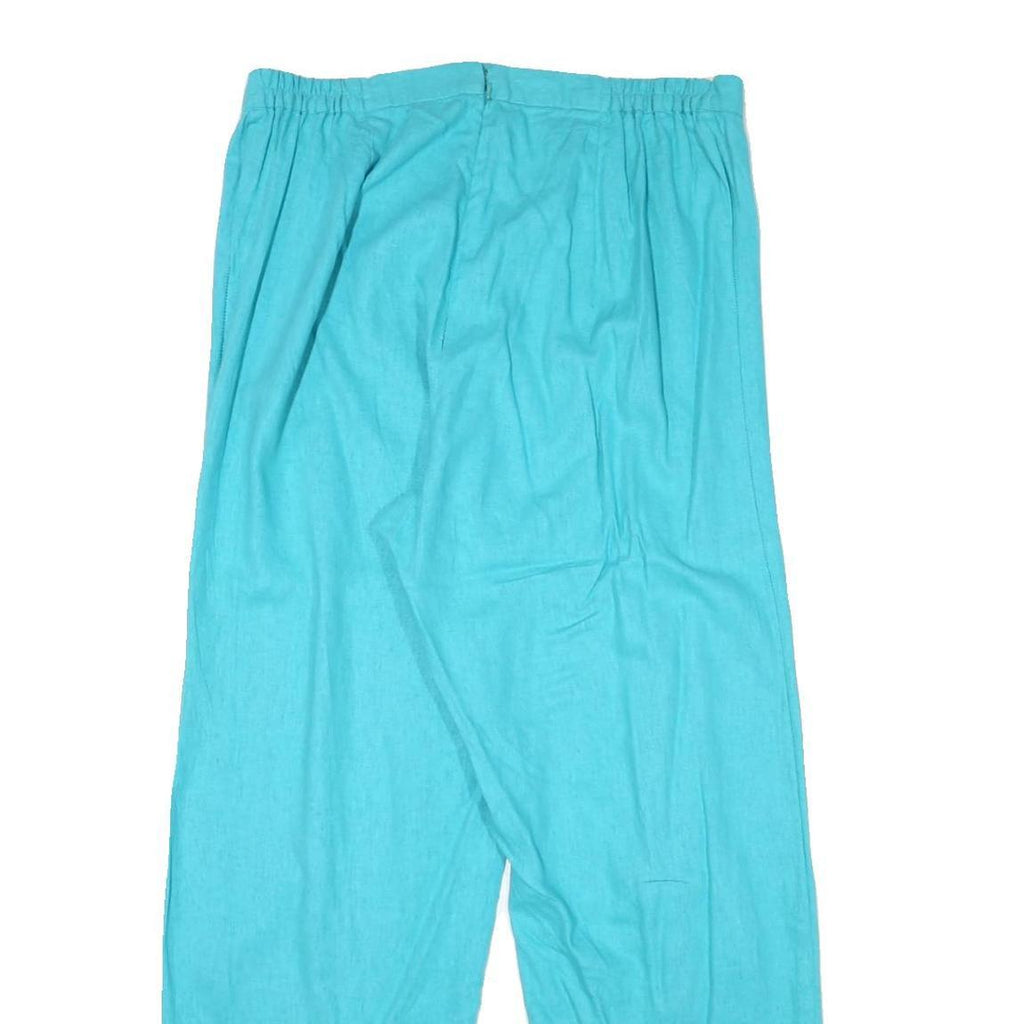 Womens Relaxed Fit Blue Linen Blend Zip Trousers W32 L29 Casual Summer Wear
