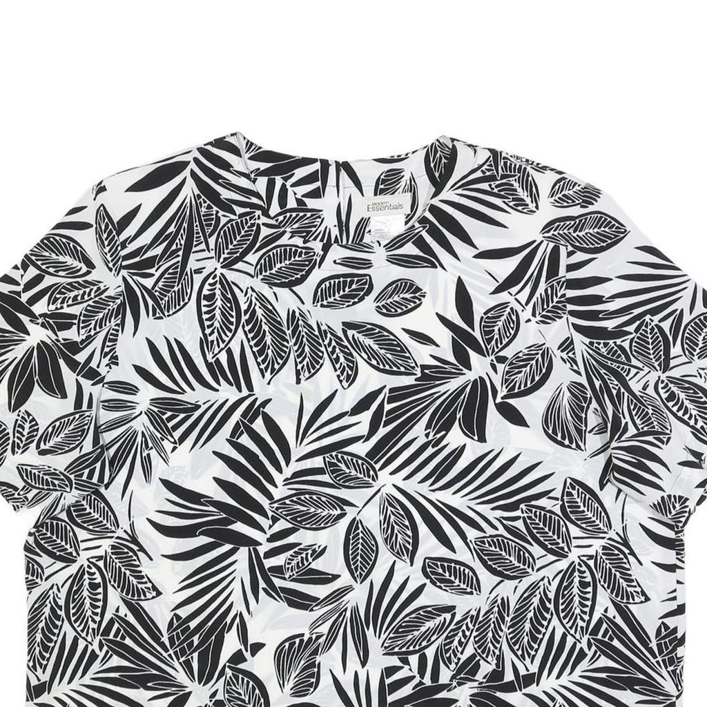 MODERN ESSENTIALS Womens Black & White Printed Short Sleeve Round Neck Top XL