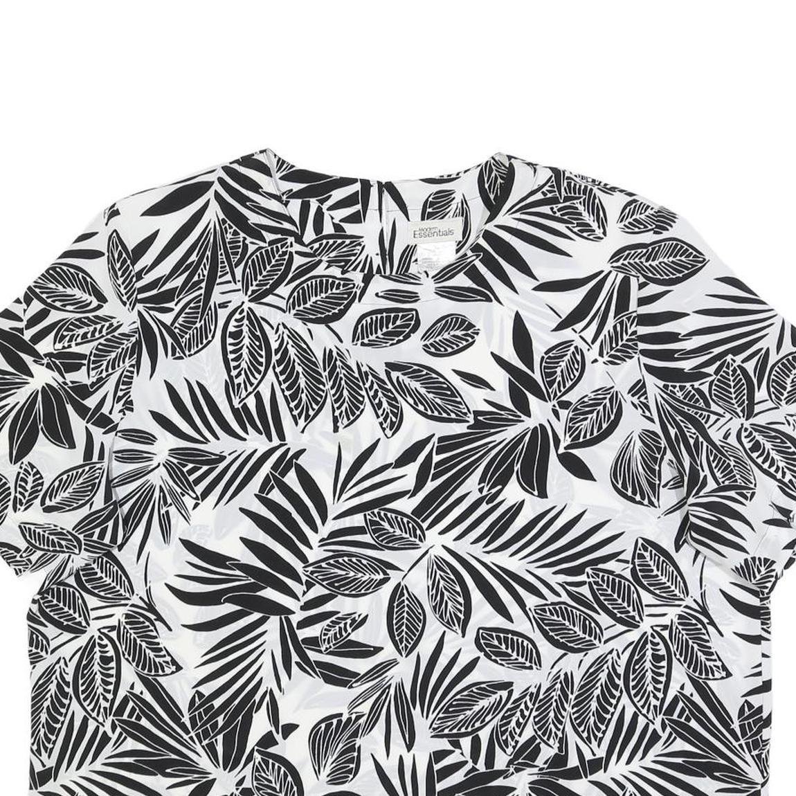 MODERN ESSENTIALS Womens Black & White Printed Short Sleeve Round Neck Top XL
