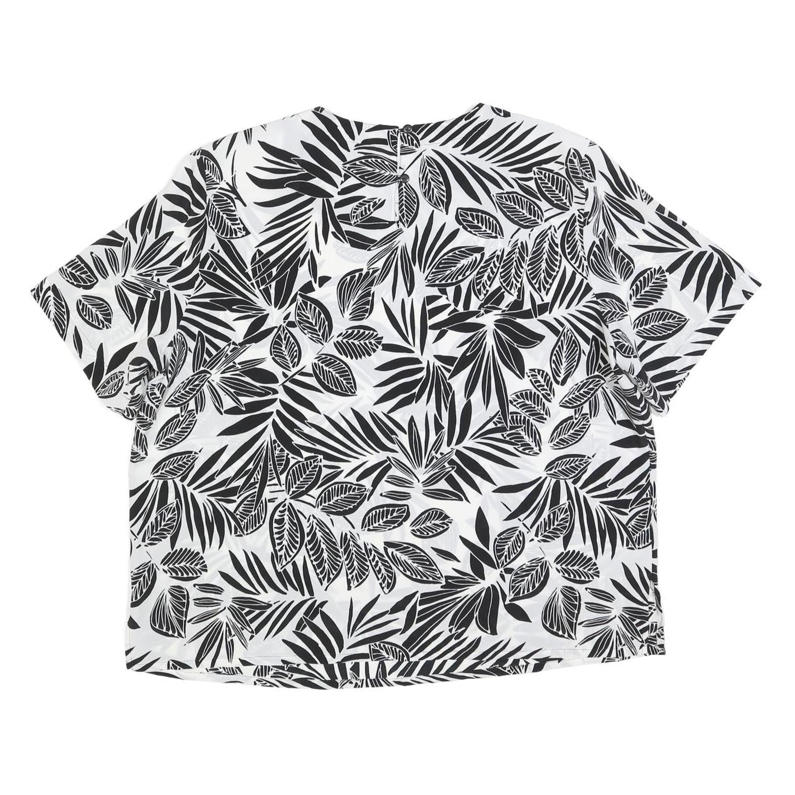 MODERN ESSENTIALS Womens Black & White Printed Short Sleeve Round Neck Top XL