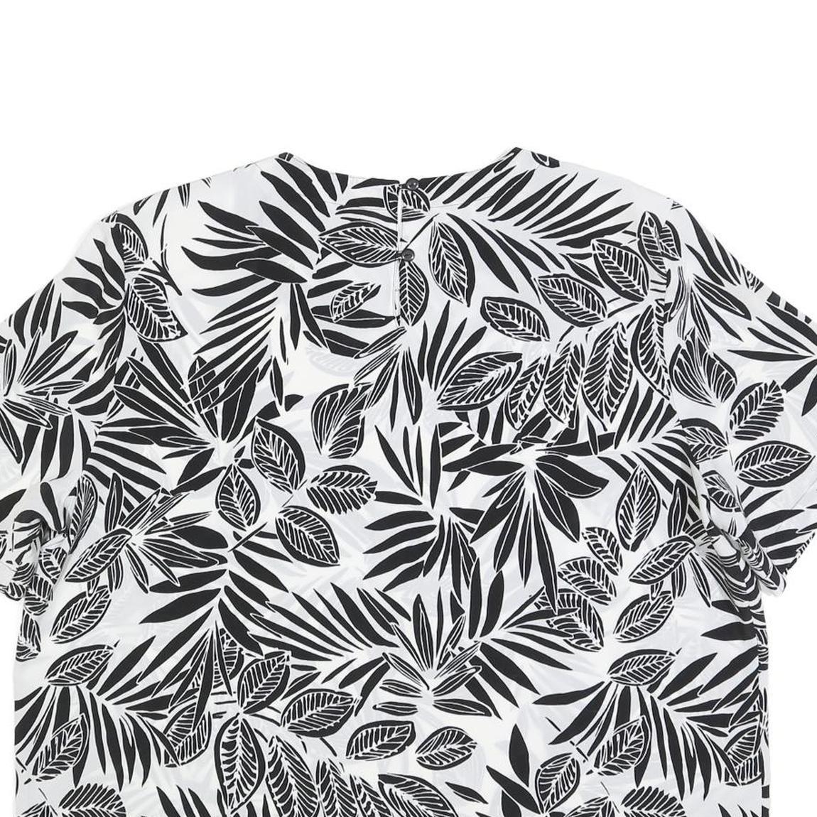 MODERN ESSENTIALS Womens Black & White Printed Short Sleeve Round Neck Top XL