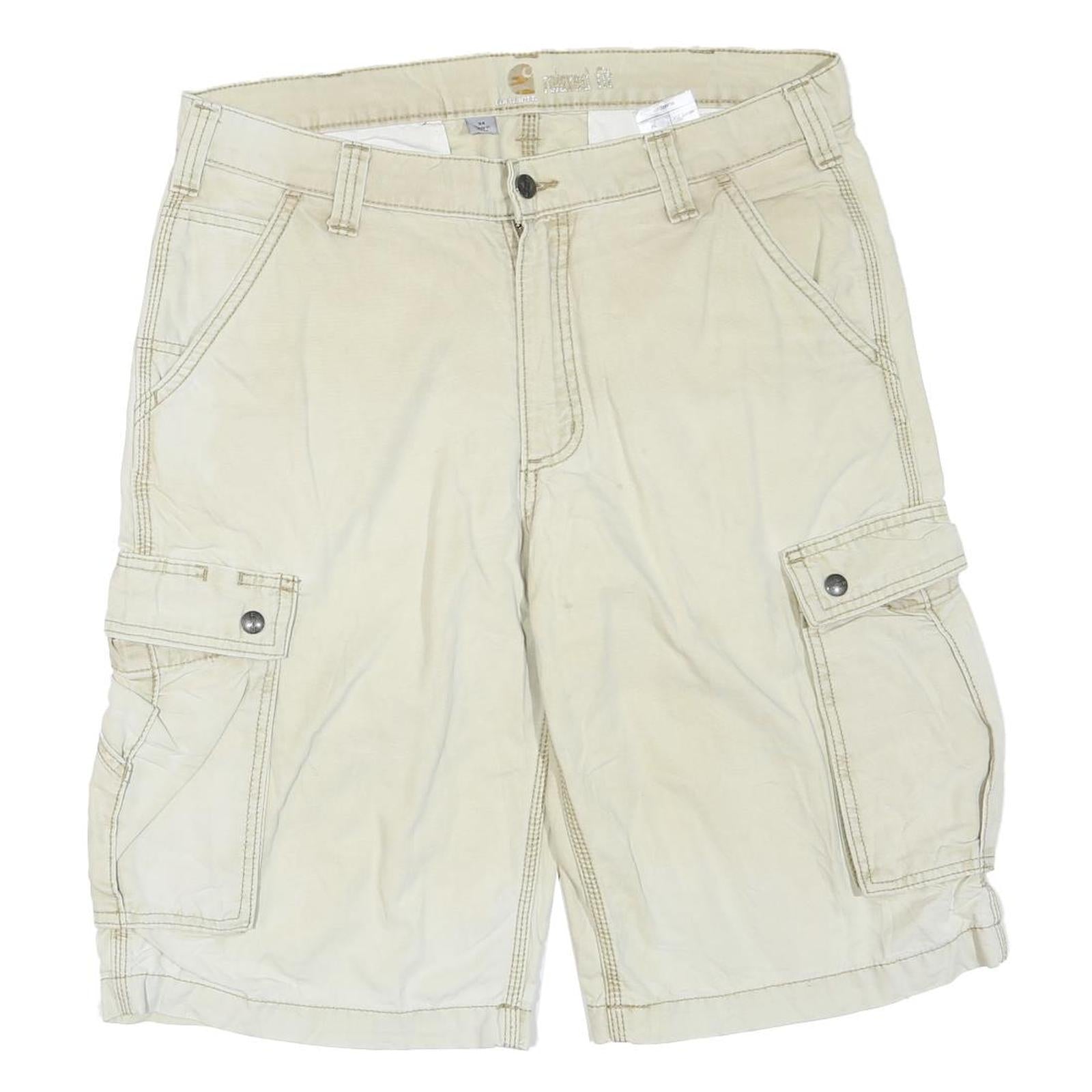 CARHARTT Mens Shorts Beige Cargo Plain M W34 Utility Workwear Cotton Blend