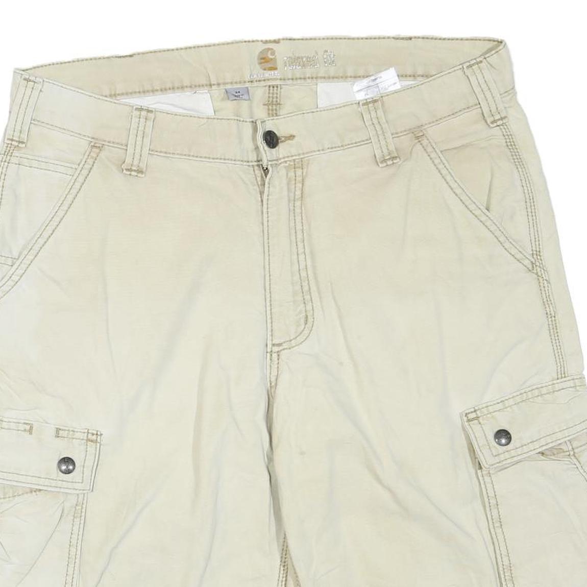 CARHARTT Mens Shorts Beige Cargo Plain M W34 Utility Workwear Cotton Blend