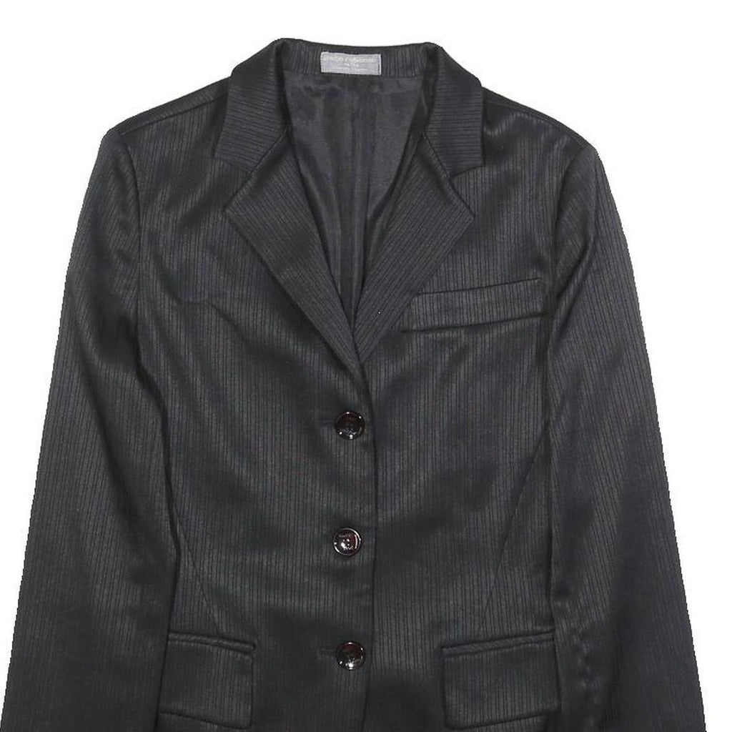 PACO RABANE Womens Black Button Jacket XS Polyester Blend Pinstripe Elegant