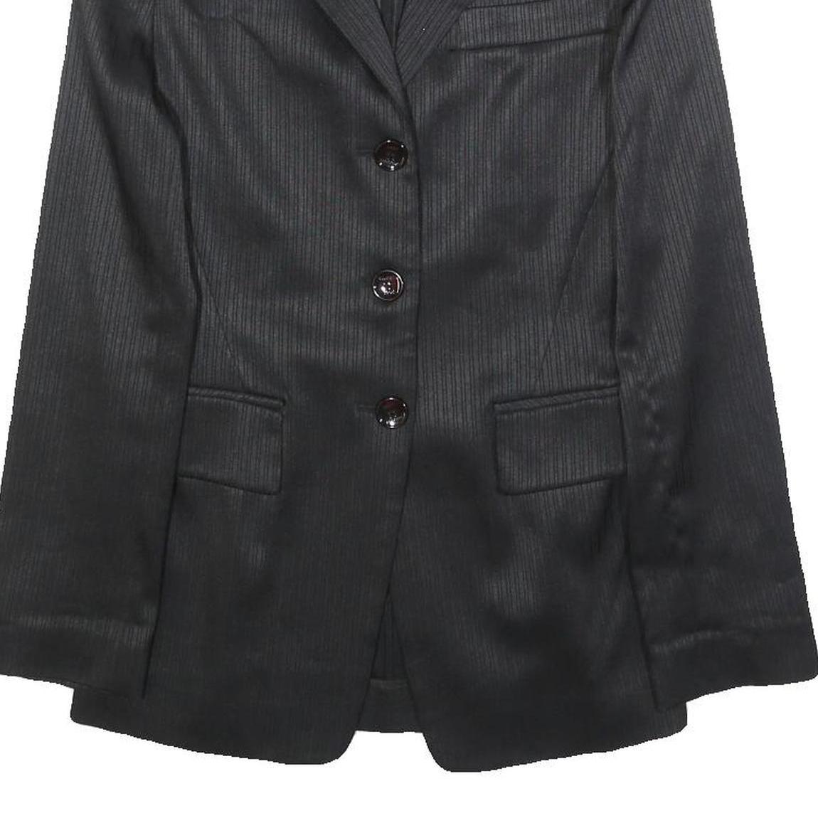 PACO RABANE Womens Black Button Jacket XS Polyester Blend Pinstripe Elegant