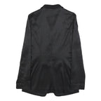 PACO RABANE Womens Black Button Jacket XS Polyester Blend Pinstripe Elegant